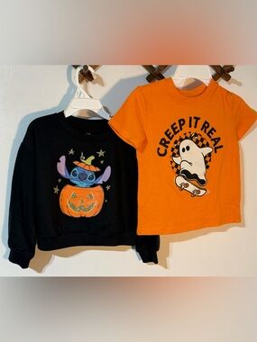 Disney Jumping beans stitch Halloween sweatshirt & creep it real T-shirt 4T NWT
